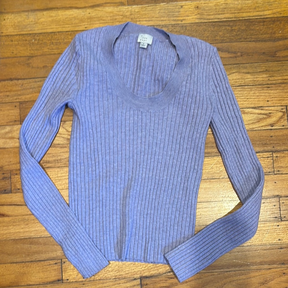 A New Day Lavender Ribbed Knit Top